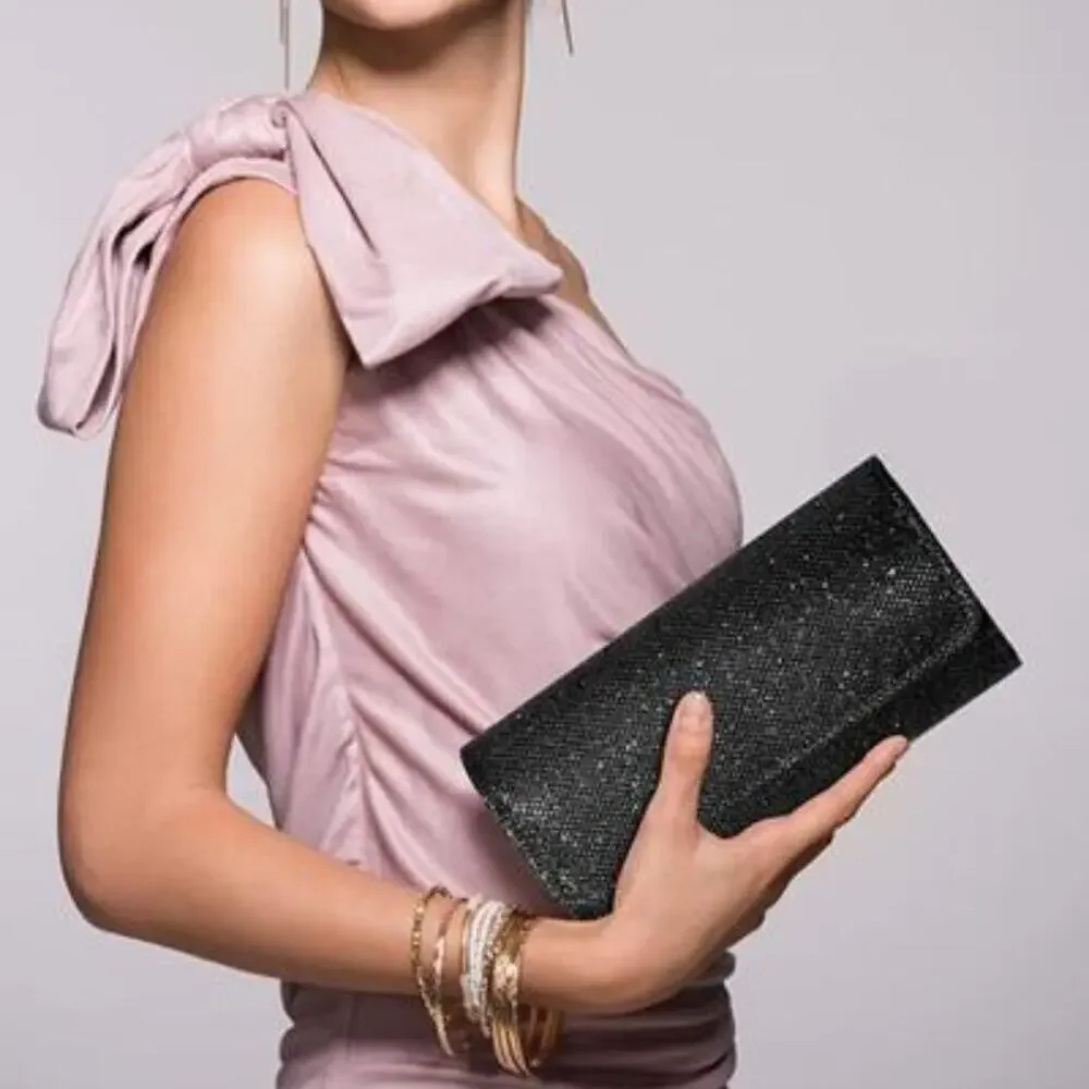 Evening Bag  Clutch Purses for Women Ladies Sparkling Party Handbag Black